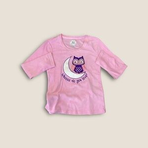 PJ Couture Owl Fleece Long Sleeve Pajama Top Pink S